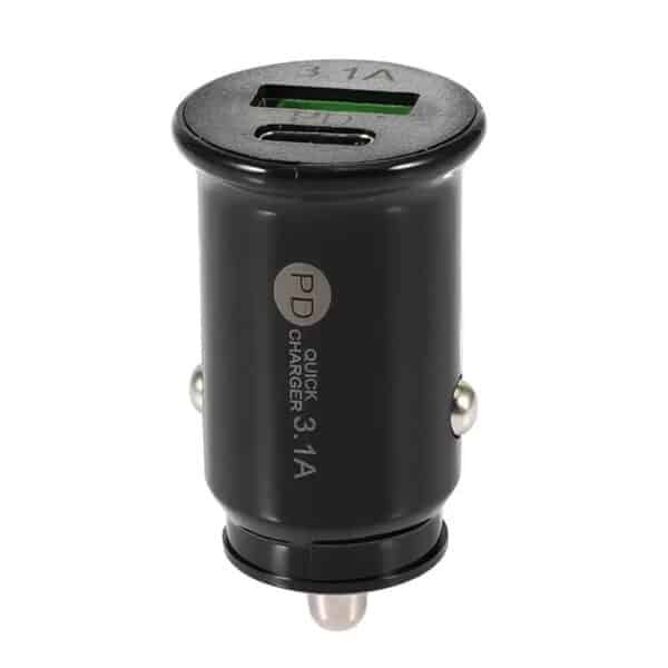 Dual Ports 3.1A Type C PD USB-C Car Charger Auto Power Adapter