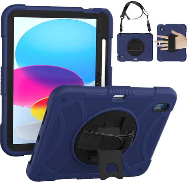 For Apple iPad A16 2025 / iPad 10th Gen 2022 3in1 Tablet Hand and Shoulder Strap with Kickstand 3in1 Tough Hybrid