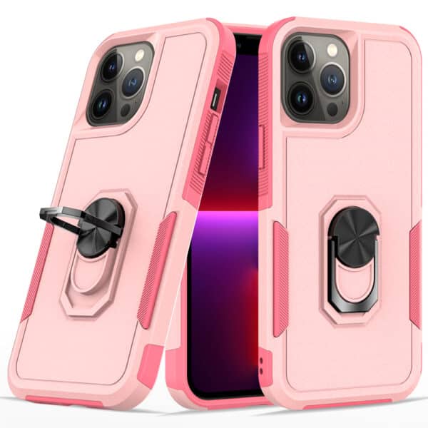For Apple iPhone 14 PRO MAX 6.7" Perfect Tough Thick Hybrid With Metal Ring Stand Cover Case