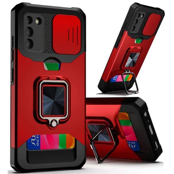 For Samsung Galaxy S22 Ultra Multi-Functional Card Magnetic Ring Stand Hybrid Camera Case Cover