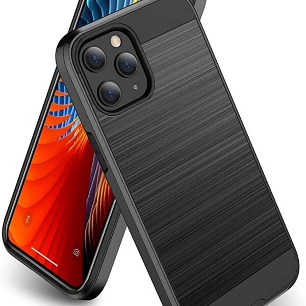 For Apple iPhone 14 PRO 6.1" Brushed Metallic Design Hybrid Case Cover