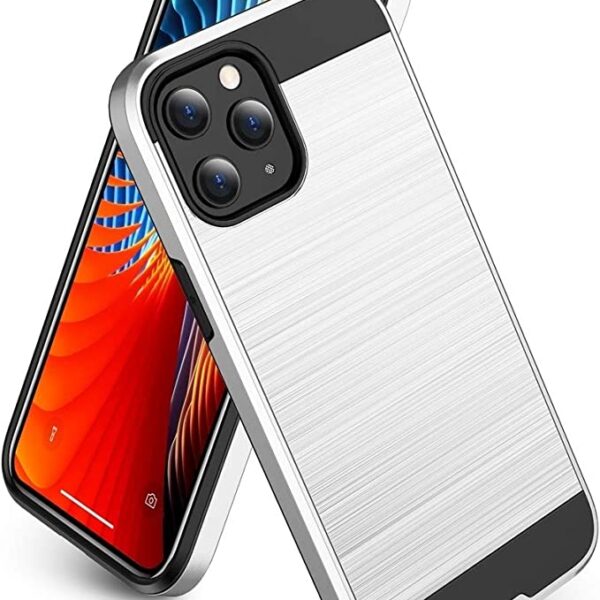 For Apple iPhone 14 PRO MAX 6.7" Brushed Metallic Design Hybrid Case Cover