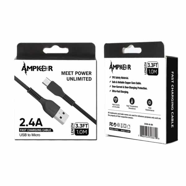 USB To Micro Thick Anti-Broken Cable - 3.3FT/1M - 2.4A