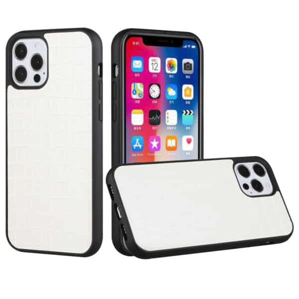 For Apple iPhone 13 / iPhone 14 6.1" Hard PU Leather Croc Design Hybrid Case Cover