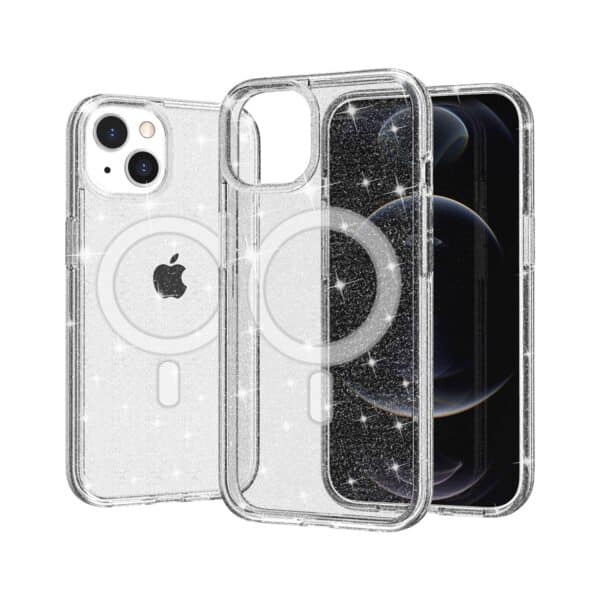 For Apple iPhone 12 & iPhone 12 Pro Glitter Ultra Magnetic Circle Thick 3mm Transparent Hybrid