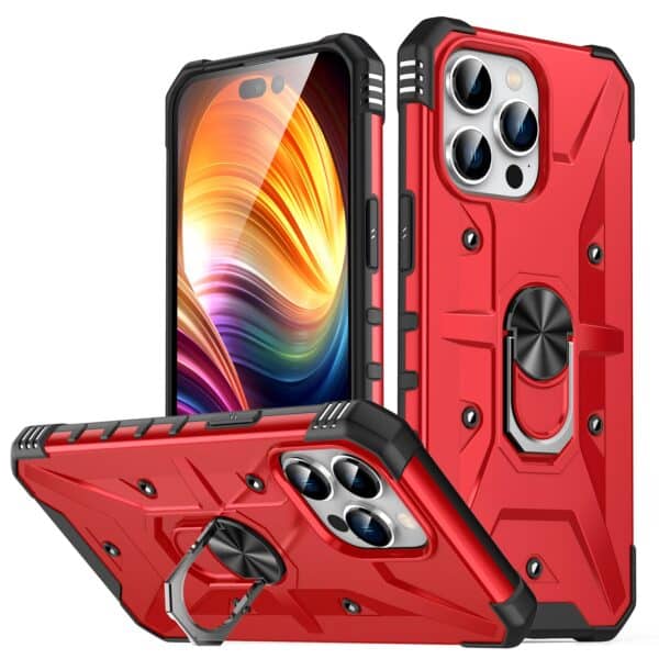 For Apple iPhone 15 Pro Max Lone Unique Magnetic Ring Stand Hybrid Case Cover