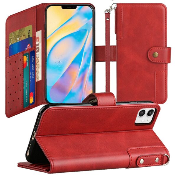 For Apple iPhone 15 Retro Wallet Card Holder Case Cover