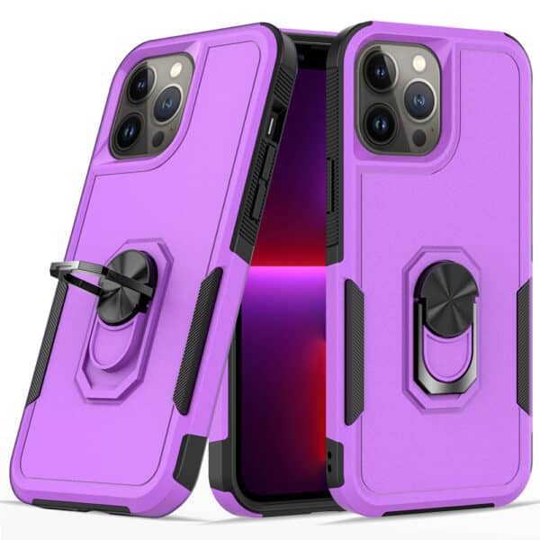 For Apple iPhone 13 / iPhone 14 6.1" Perfect Tough Thick Hybrid With Metal Ring Stand Cover Case