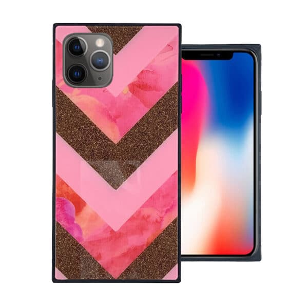 For Apple iPhone 11 Pro Max 6.5 Square Tempered Glass Design Hybrid Case Cover