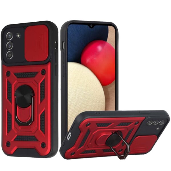 For Samsung Galaxy A03s ELITE Camera Push Magnetic Ring Stand Hybrid Case Cover