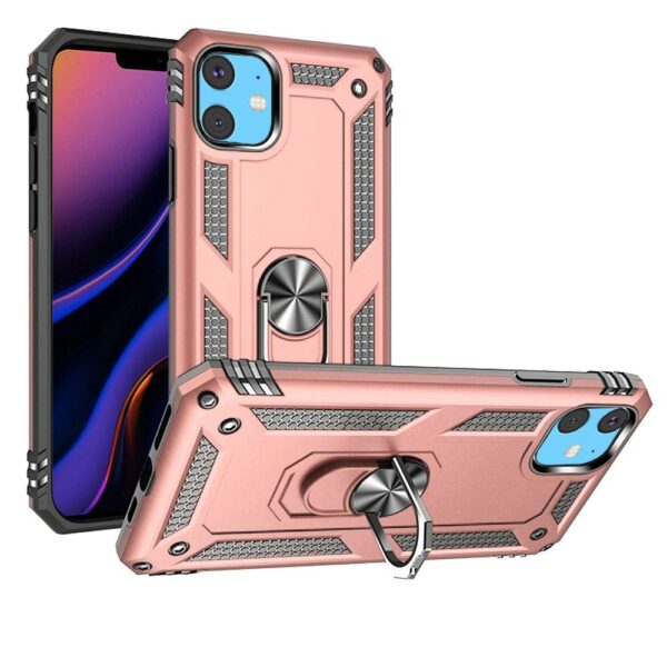 For iPhone 15 Ring Magnetic Kickstand Hybrid Case Cover