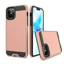 For Apple iPhone 12 Pro Max 6.7  Brushed Metallic Design Hybrid Case Cover