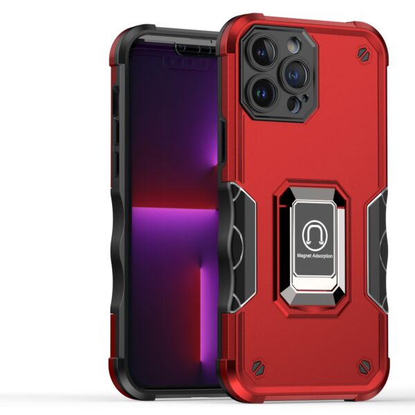 For Apple iPhone 15 Pro Max OPTIMUM Magnetic Ring Stand Hybrid Case Cover