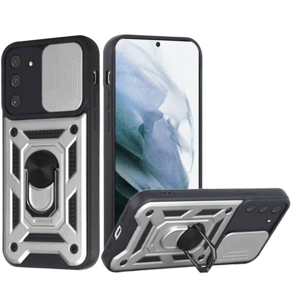 For Samsung Galaxy S21 FE Elite Camera Push Magnetic Ring Stand Hybrid Case Cover