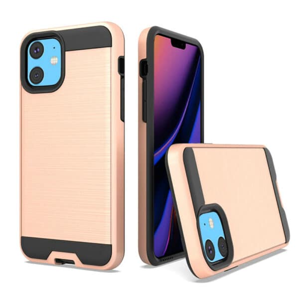 For Apple iPhone 12 Mini 5.4 Brushed Metallic Design Hybrid Case Cover