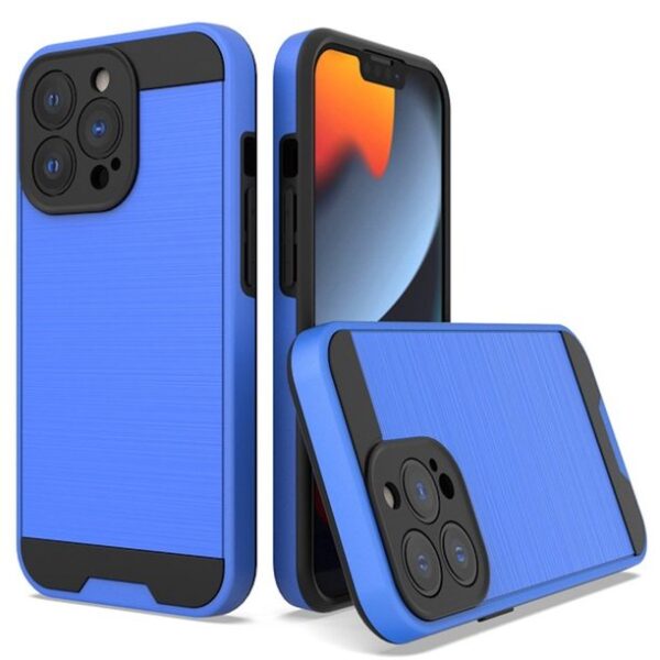 For Apple iPhone 13 Pro Brushed Metallic Design Hybrid Case Cover