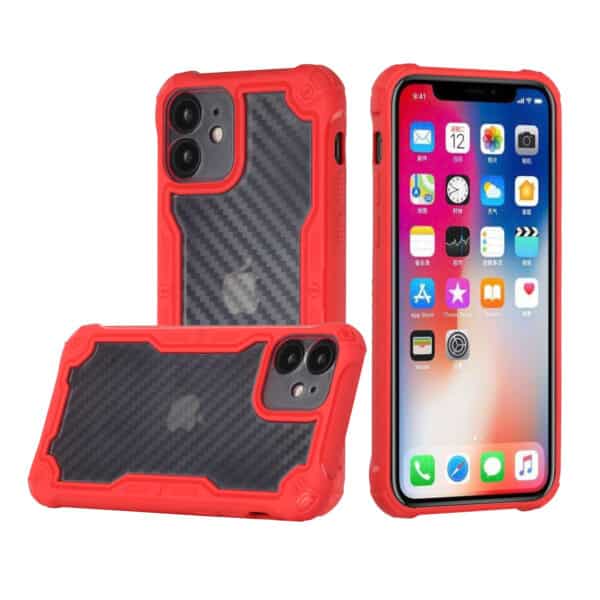 For Apple iPhone 13 Pro 6.1 (3 Cameras) Carbon Fiber Design Fused Hybrid Case Cover