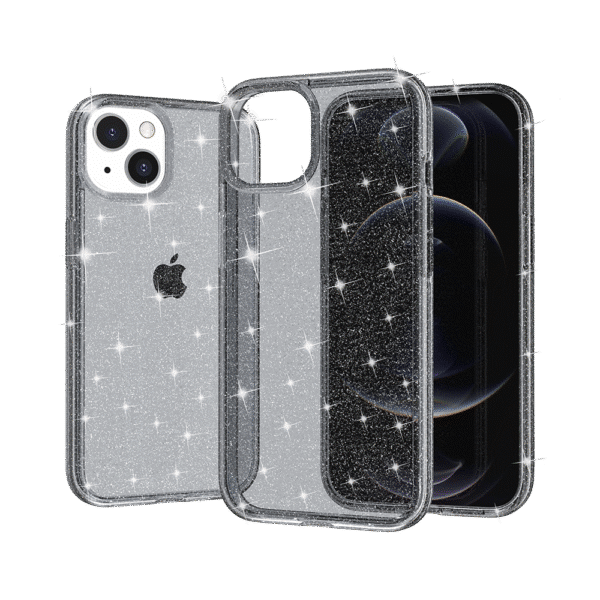 For Apple iPhone 15 Glitter Ultra Thick 3mm Transparent Hybrid Case Cover