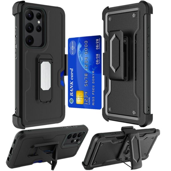 For Samsung Galaxy S23 CARD Holster with Kickstand Clip Hybrid Case Cover
