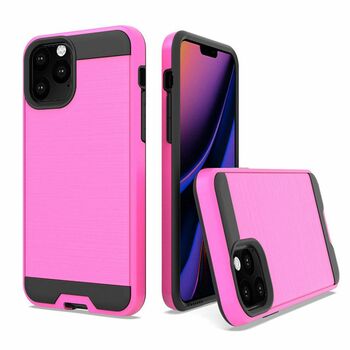 For Apple iPhone  11 6.1 Brushed Metallic Design Hybrid Case Cover
