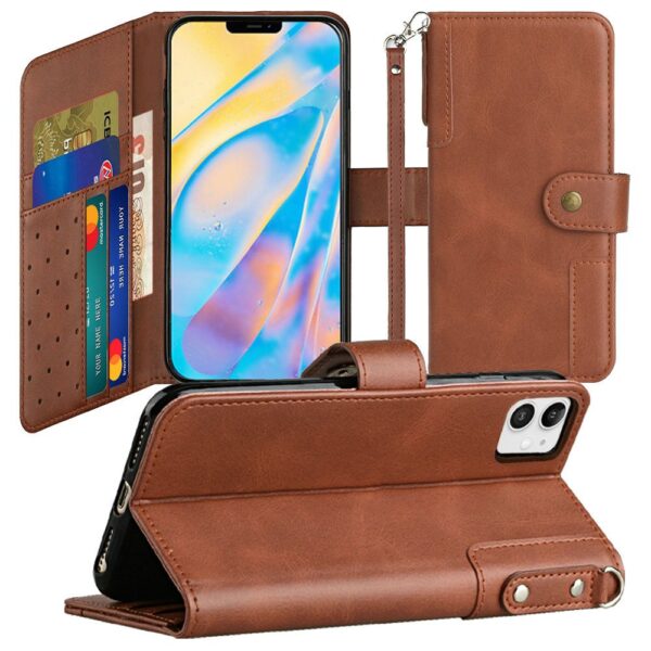 For Apple iPhone 15 Pro Max Retro Wallet Card Holder Case Cover
