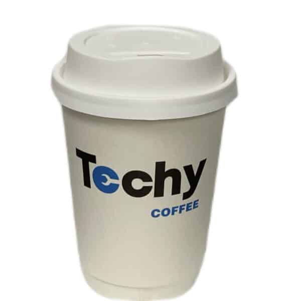 Techy Coffee Cups With Lids Disposable 12 oz
